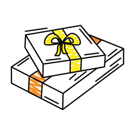 Christmas present icon Cartoon sketch style Vectorのイラスト素材