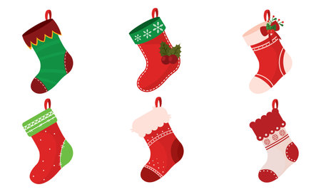 Set of christmas socks icons Vectorのイラスト素材