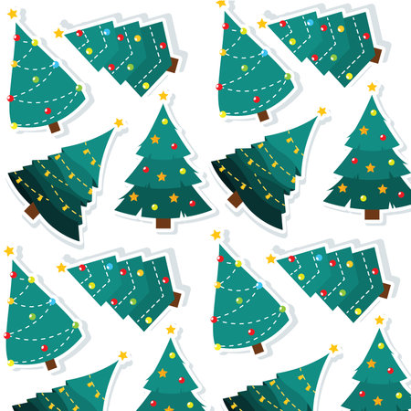 Christmas tree icon Pattern background Vectorのイラスト素材