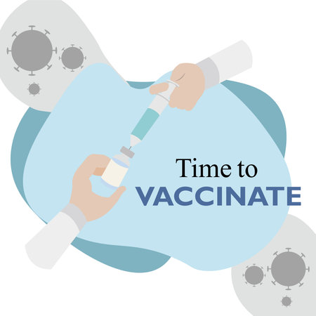 Syringe being refilled with a vaccine flask Vaccination concept Vectorのイラスト素材