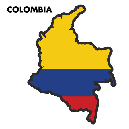 Isolated map of Colombia with its flag Vectorのイラスト素材