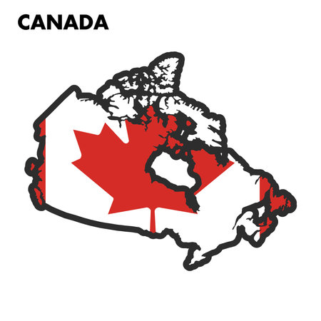 Isolated map of Canada with its own flag Vectorのイラスト素材