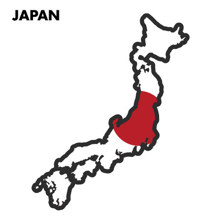 Isolated map of Japan with its flag Vectorのイラスト素材