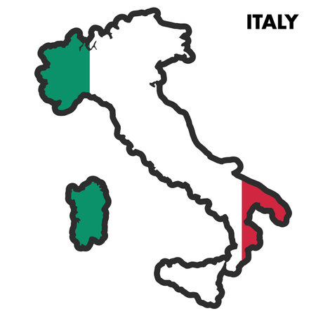 Isolated map of Italy with its flag Vectorのイラスト素材