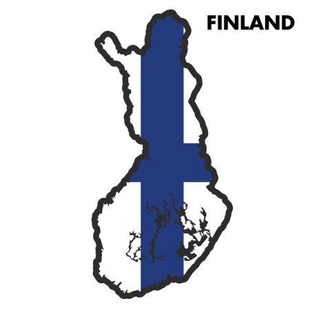 Isolated map of Finland with its flag Vectorのイラスト素材