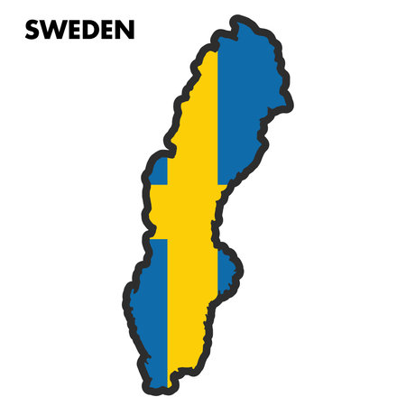 Isolated map of Sweden with its flag Vectorのイラスト素材