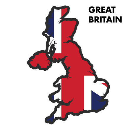 Isolated map of the United Kingdom with its flag Vectorのイラスト素材