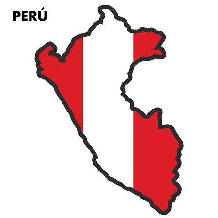 Isolated map of Peru with its flag Vectorのイラスト素材