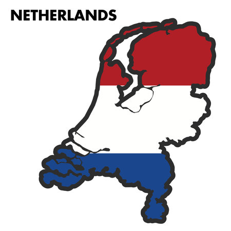 Isolated map of Netherlands with its flag Vectorのイラスト素材