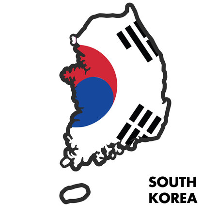 Isolated map of South Korea with its flag Vectorのイラスト素材