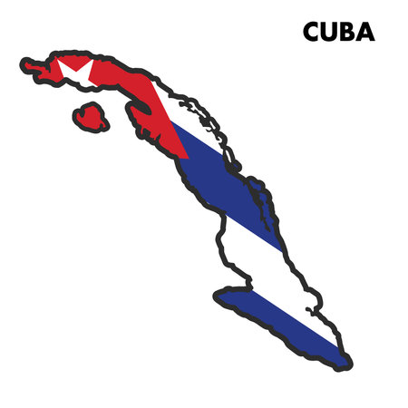 Isolated map of Cuba with its flag Vectorのイラスト素材