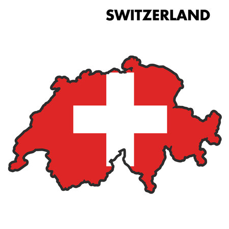 Isolated map of Switzerland with its flag Vectorのイラスト素材