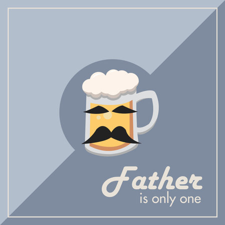 Hipster beer character with mustache Father day template Vectorのイラスト素材