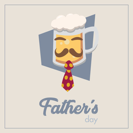 Hipster beer character with mustache Father day template Vectorのイラスト素材