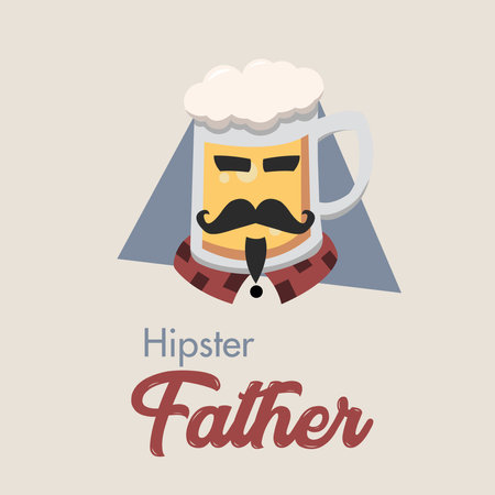Hipster beer character with mustache Father day template Vectorのイラスト素材