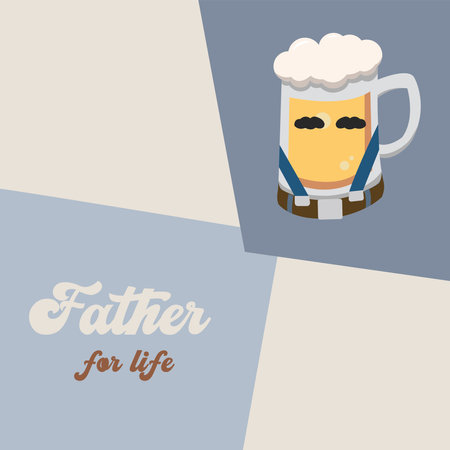 Hipster beer character with mustache Father day template Vectorのイラスト素材