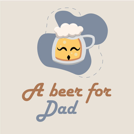 Hipster beer character with mustache Father day template Vectorのイラスト素材