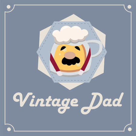 Hipster beer character with mustache Father day template Vectorのイラスト素材