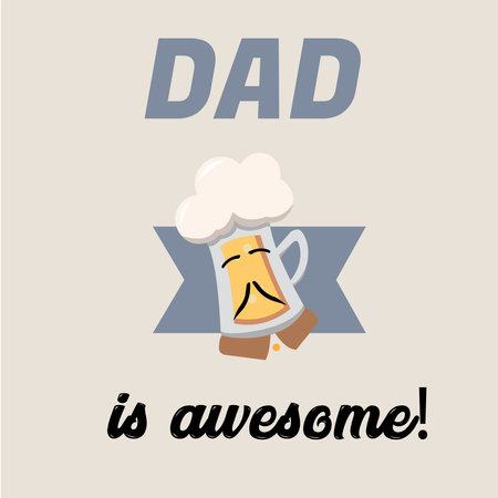 Hipster beer character with mustache Father day template Vectorのイラスト素材