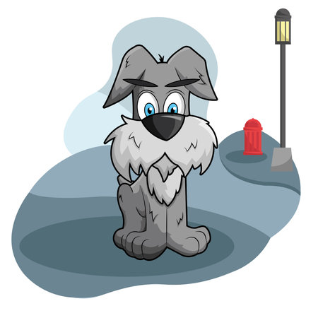 Isolated happy cute dog on a city street Vectorのイラスト素材