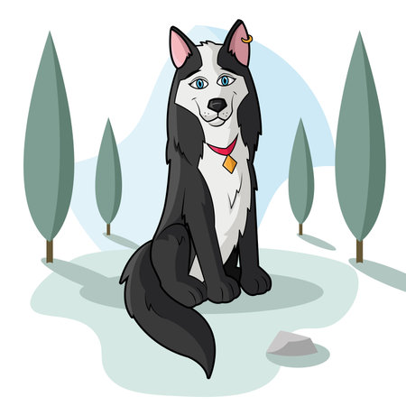 Isolated happy cute dog character on a park Vectorのイラスト素材