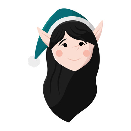 Isolated cute christmas female elf avatar Vectorのイラスト素材