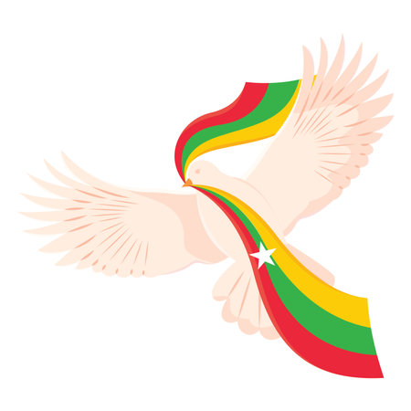 Peace dove character with flag Vectorのイラスト素材