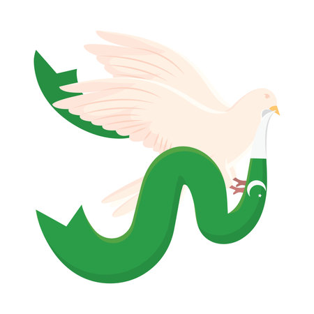 Peace dove character with flag Vectorのイラスト素材