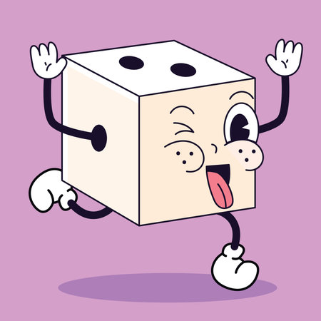 Pixel art of a dice with arms, legs, and tongue out Vectorのイラスト素材