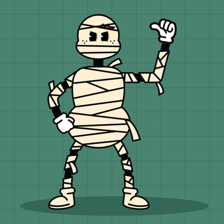 Mummy cartoon character with bandages in proud pose, Vectorのイラスト素材