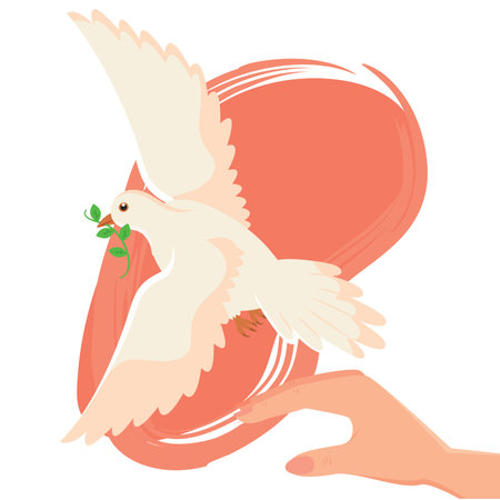 Dove flying off hand holding olive branch Vectorのイラスト素材