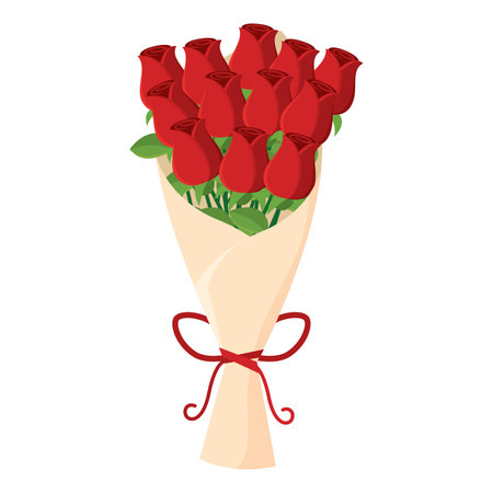 Romantic Floral bouquet wrapped with ribbon and assorted flowers Vectorのイラスト素材