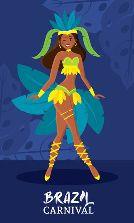 Brazilian samba dancer performing at carnival celebration Vectorのイラスト素材