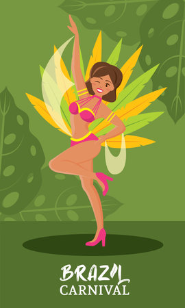 Brazilian samba dancer performing at carnival celebration Vectorのイラスト素材