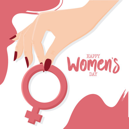 Hand holding Venus symbol with Womens Day message Vectorのイラスト素材