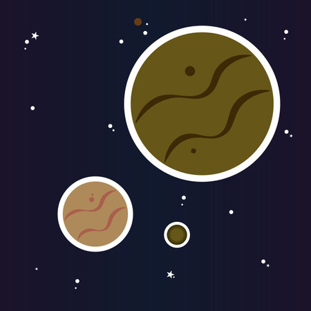 Colored universe background with a group of planets Vectorのイラスト素材