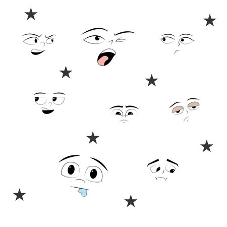 Set of different flat facial expressionsのイラスト素材