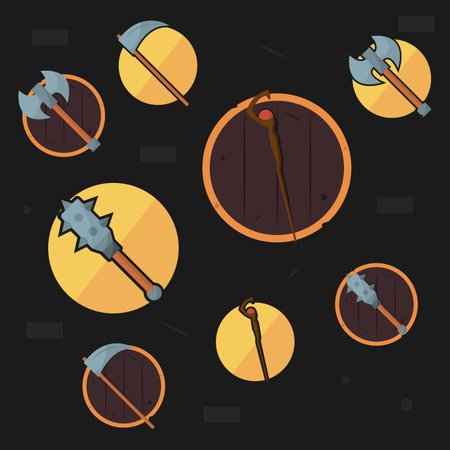Set of different medieval weapon icons Vectorのイラスト素材