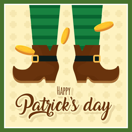 Leprechaun legs with flying golden coins. Vectorのイラスト素材