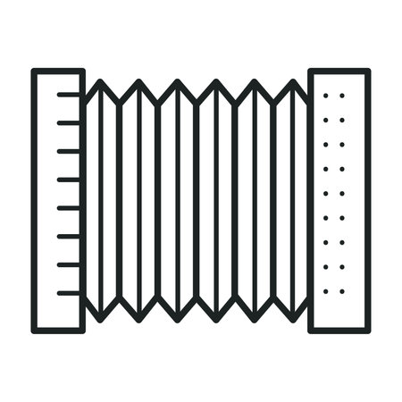 Accordion icon in clean line art with bellows and button details. Vector illustrationのイラスト素材