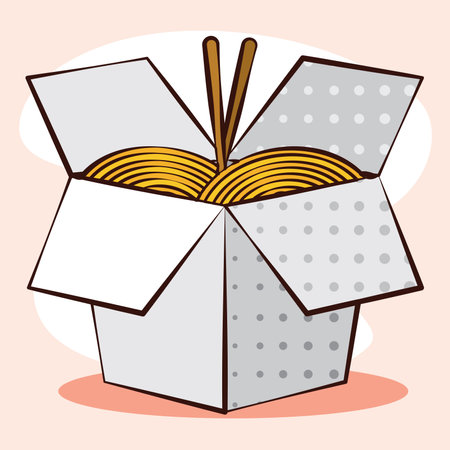 Noodles in takeaway box. Vector illustrationのイラスト素材