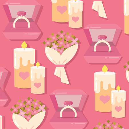 Candles rings and flowers. Vector illustrationのイラスト素材
