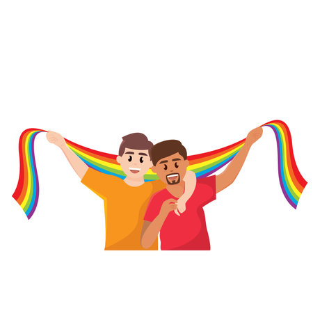Happy pride couple. Vector illustrationのイラスト素材