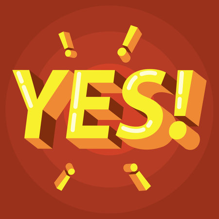 Yes text with exclamation marks. Vector illustrationのイラスト素材