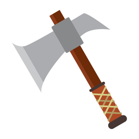 Viking axe with decorated handle. Vector illustrationのイラスト素材