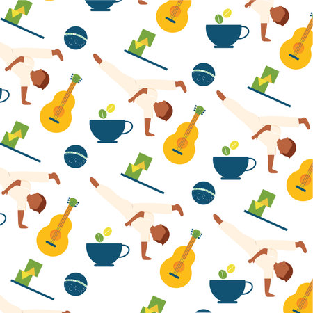 Capoeira guitar cup icons. Vector illustrationのイラスト素材
