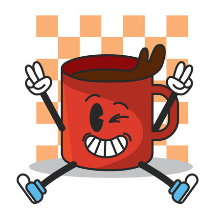 Red coffee mug cartoon. Vector illustrationのイラスト素材