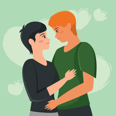 Happy cute valentine couple. Vector illustrationのイラスト素材