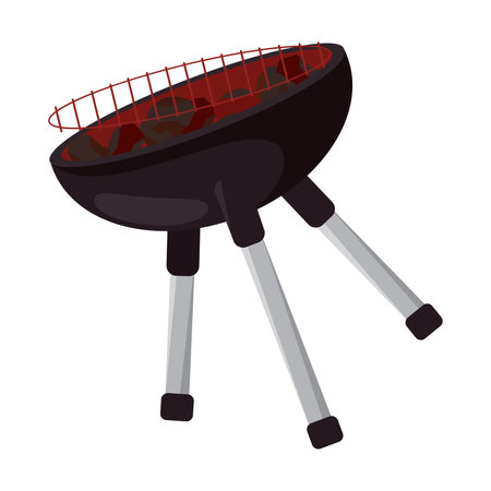 Angled grill with charcoal. Vector illustrationのイラスト素材