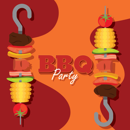 BBQ skewers party invite. Vector illustrationのイラスト素材